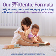 Our All in one Gentle Formula designed to help reduce fussiness, crying, gas, & spit-up, un 24 hours, now has prebiotics to promote softer stools