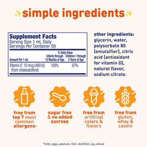 Supplement Facts. Free from top 7 most common allergens, sugar free & no added sucrose, free from artificial colors & flavors, free from gluten, whey & casein