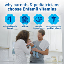 why parents & pediatricians choose Enfamil vitamins: #1 infant vitamin brand, 100% daily value of iron, gentle ingredients, recommended by pediatricians