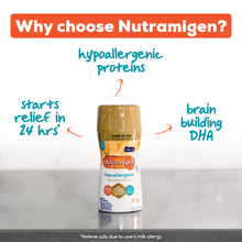 Why choose Nutramigen? starts colic relief in 24hrs due to cow's milk allergy, has hypoallergenic proteins and brain building DHA