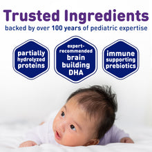 Trusted Ingredients backed by over 100 years of pediatric expertise. Partially hydrolyzed proteins, Expert-recommended brain building DHA & Immune supporting prebiotics