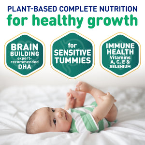 Plant-based complete nutrition for healthy growth. Brain building expert-recommended DHA, for sensitive tummies, immune health Vitamins A, C, E & Selenium