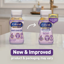 [32493348814910][32493348847678]Two bottles of Enfamil Neuro Pro Gentlease formula on a kitchen counter with text indicating new and improved product.