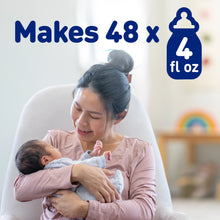 [49668509514]Woman holding a baby with text indicating product capacity