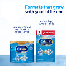 Formats that grow with your little one. Our exceptional nutrition in a reusable tub and convenient powder refills