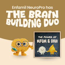 Enfamil NeuroPro with Brainy and a chalkboard on a beige background