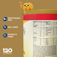 [41974073557173][41974069919925]Product container with nutritional information and certification icons on a beige background