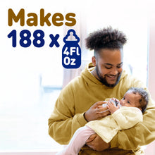 [8142193164394]Man holding a baby and a bottle with text indicating product capacity