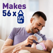 [42331204518069]Man feeding a baby with a bottle, with text indicating product capacity.