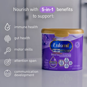 Nourish with 5-in-1 benefits to support:
Immune health
Gut health
Motor skills
Attention span
Communication development