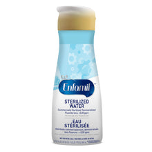 [52960321044661]A bottle of Enfamil sterilized water baby drinker, featuring a white and light blue design with a beige cap, on a solid white background.