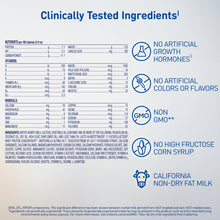Nutritional label with clinically tested ingredients on a white background