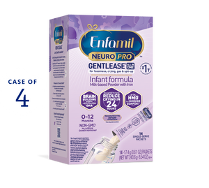 [8142186479722]Enfamil NeuroPro Gentlease Infant Formula Powder Sticks 17.4g Case of 4